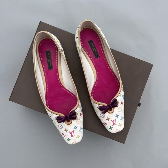 LOUIS VUITTON white Multicolor Ballet multicolor murakami Flats Size 36 US 6 - Picture 1 of 9